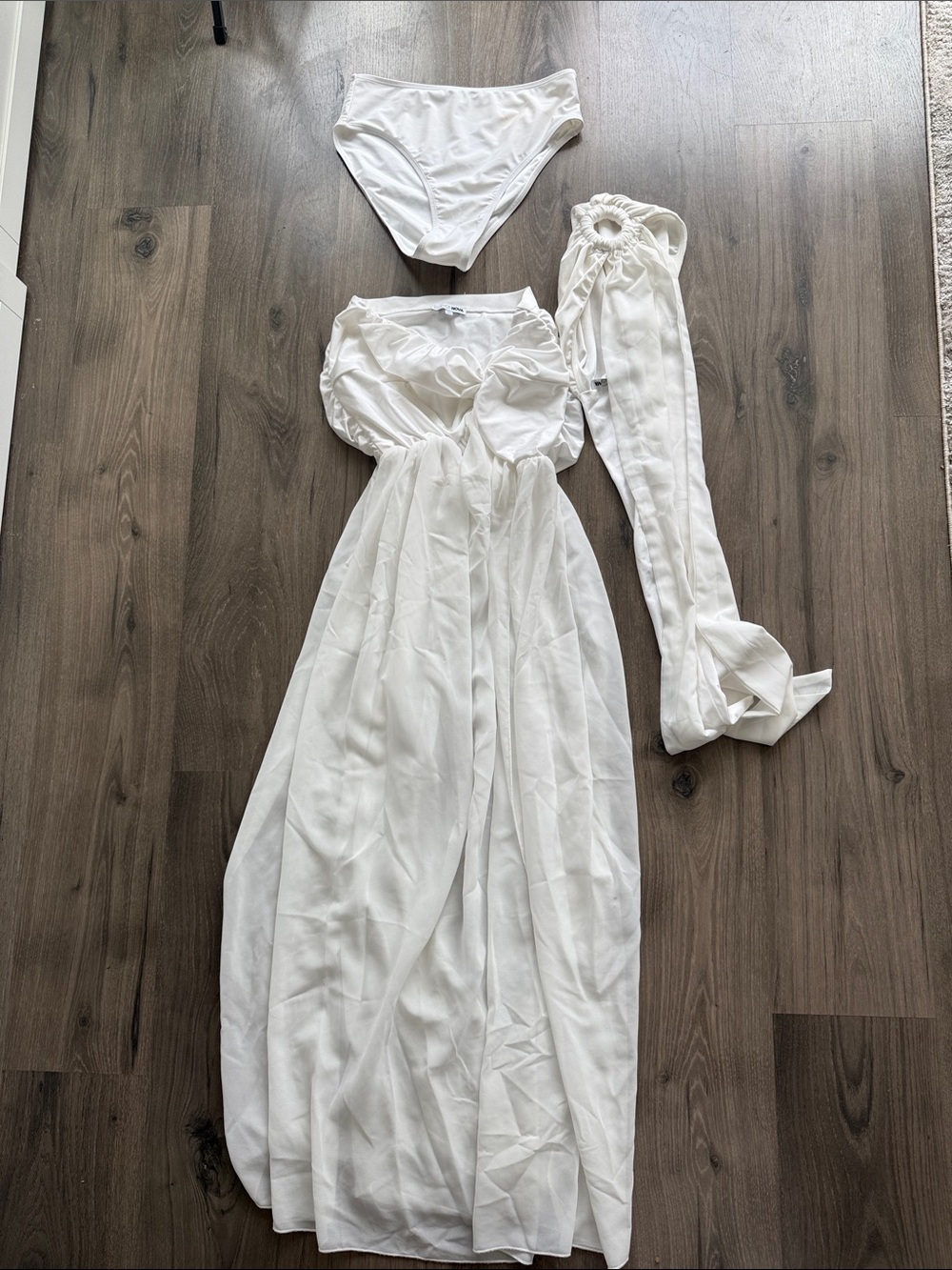 Fashion Nova White Two-Piece Skirt Set with Cover-Up - Picture 6 of 6